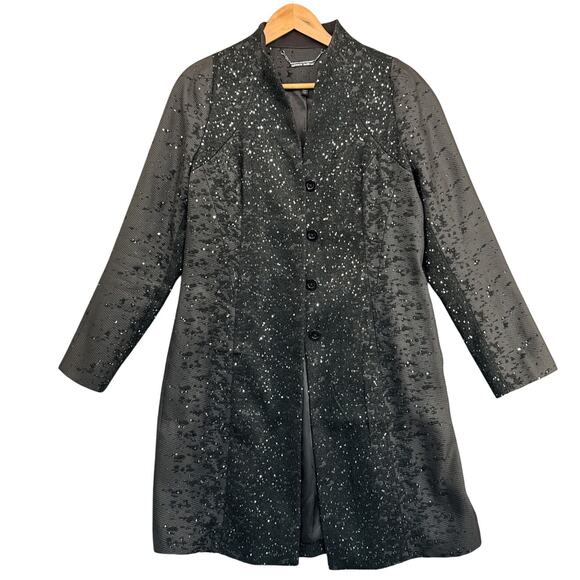 White House Black Market Jackets & Blazers - White House Black Market Sparkly Sequined Black Dressy Topper Coat Women Small